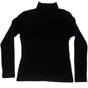 Talbots Black Turtleneck Long Sleeve Top Size Medium Pima Cotton NWT
